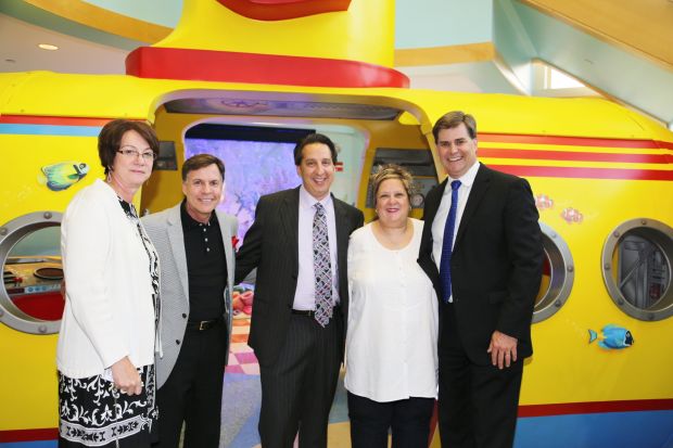 Sherlyn Hailstone president SSM Cardinal Glennon, Bob Costas, Allen, Hart and Randi Johnson designer/creators, Dan Buck